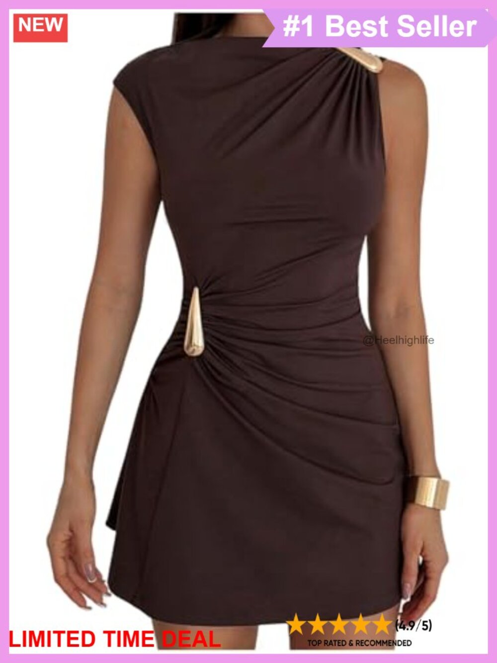 Sleeveless Ruched Bodycon Mini Dress Boat Neck Party Cocktail